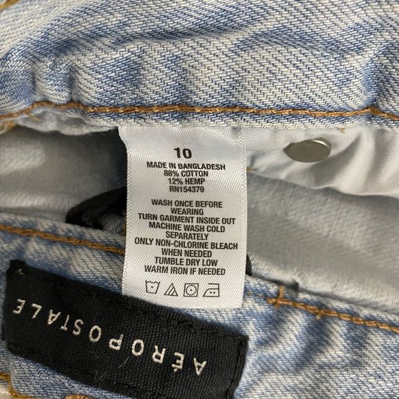 Aeropostale Shorts Womens Size 32 Blue Jean Destroyed Button Fly Denim Cut Off - Picture 10 of 11
